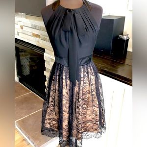 Jessica Simpson Black Lace Halter Dress